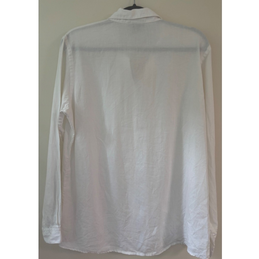 Lands End 100% Linen Long Sleeve Shirt Sz 12 Minimalist Capsule Coastal Preppy - Picture 3 of 8